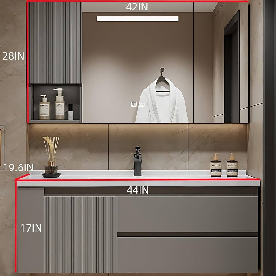 Amazon.com: Genpai Grey Floating Bathroom Vanity - Bathroom